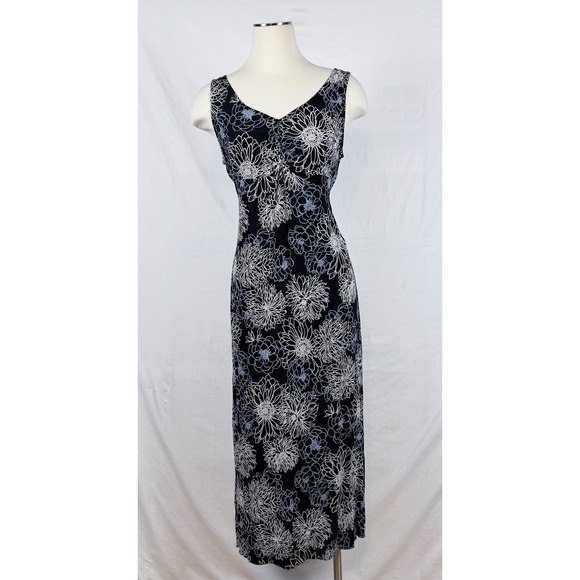 Old Navy Dresses & Skirts - Old Navy Y2K Floral Maxi Dress 14 Blue Sleeveless Tie Back Dark Fairy Feminine